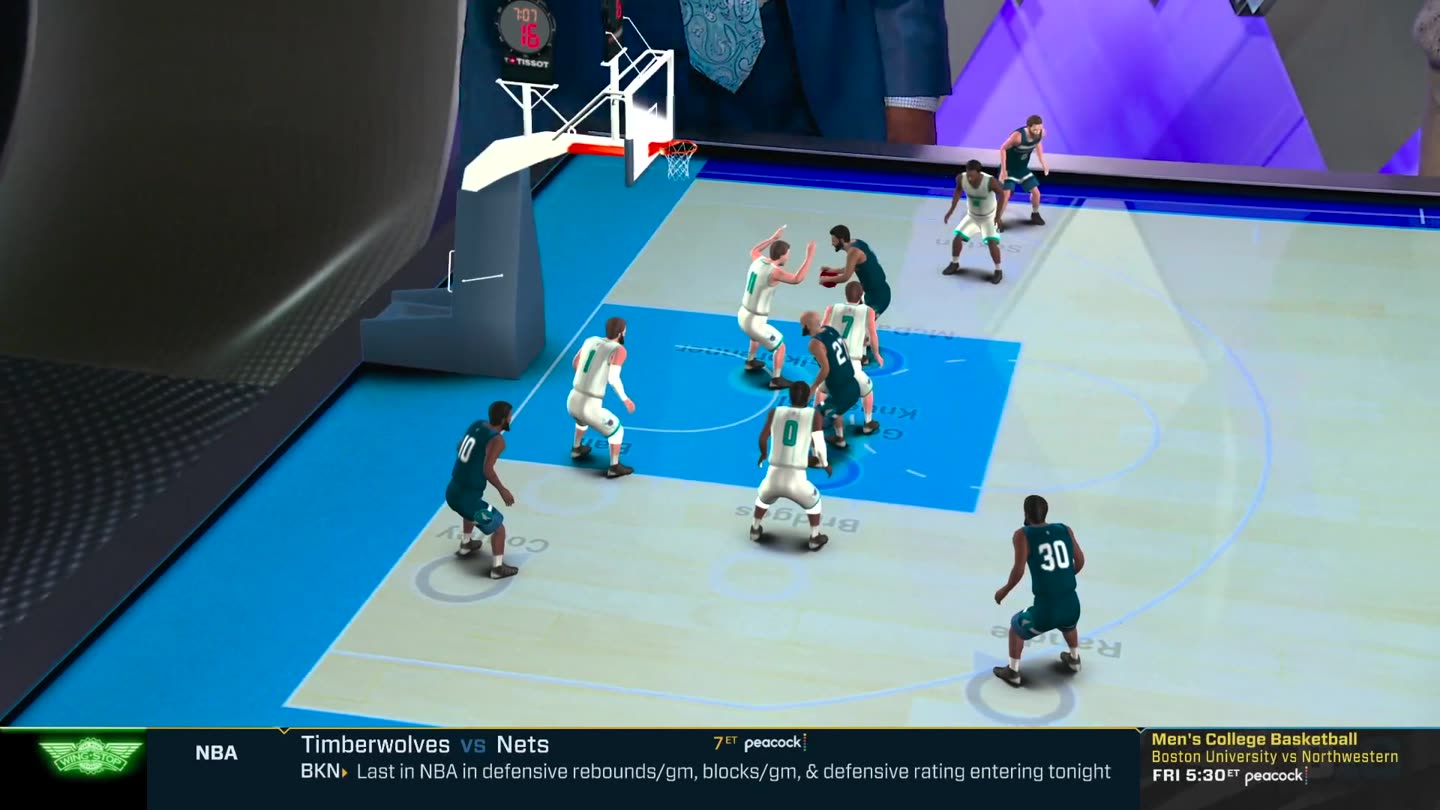 Sandbox AR showing a scoring play with players positioned for the rebound