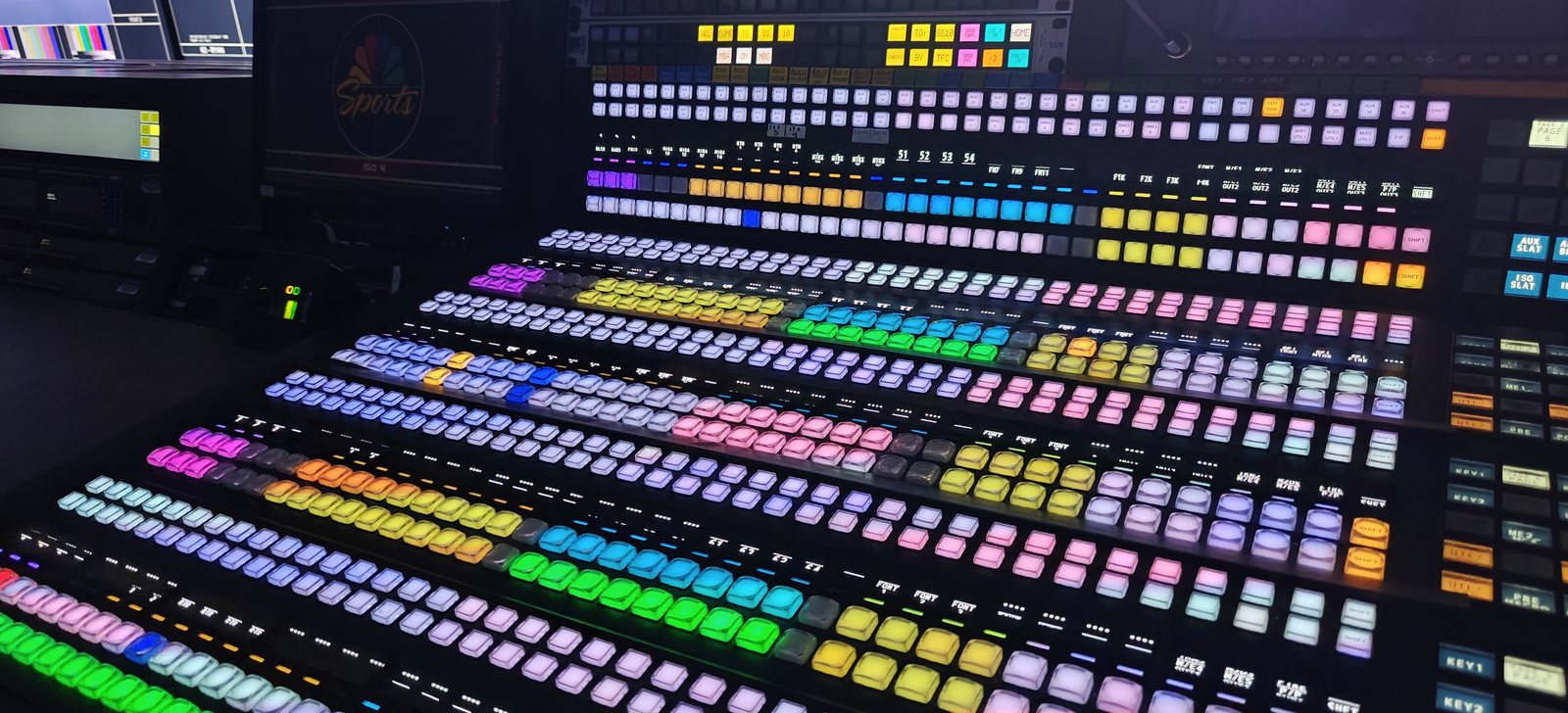 The vision-mixer desk in the production gallery